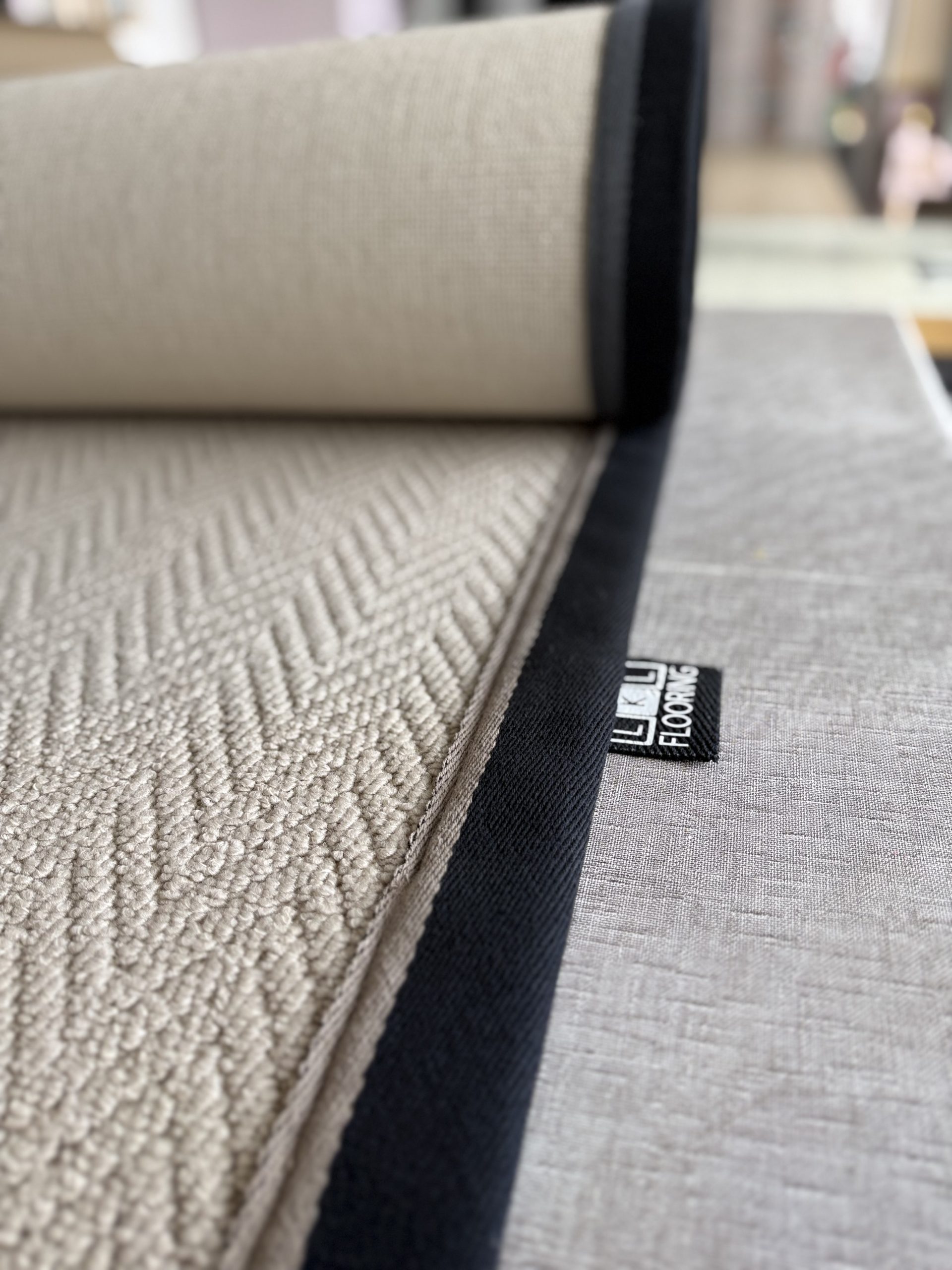 Champagne Carpet with Black Beige Tape