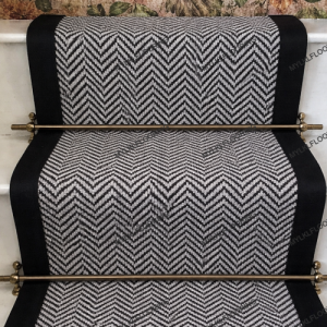 Black and Grey Herringbone Taped Runner