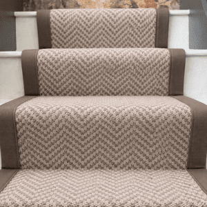 Beige Herringbone with Taupe Tape